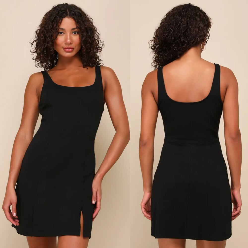 NWT Lulus Always Admired Dress Sleeveless Mini Tank A-Line Black Womens Size L